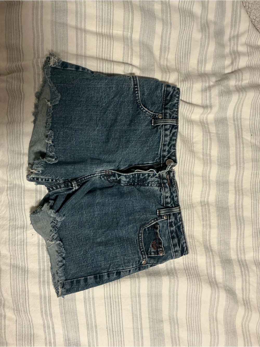 Harley-Davidson Distressed Denim Jean Shorts in Blue